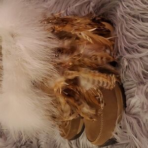 Fabulous New Y2K  Beaded Feather Boots/Booties